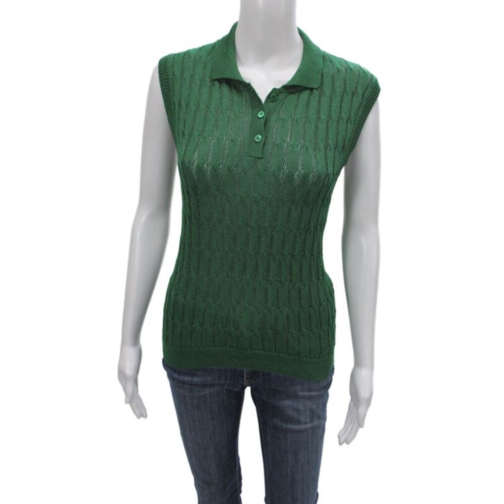 Lorena Antoniazzi Womens Basic Collared Sleeveless Polo Green Size 8